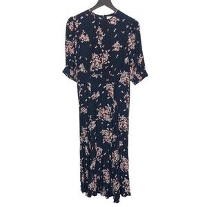 byTimo Floral Midi Dress Navy Blue Posy